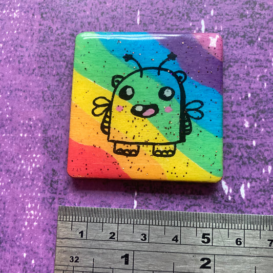 Rainbow Handpainted Wood Magnet