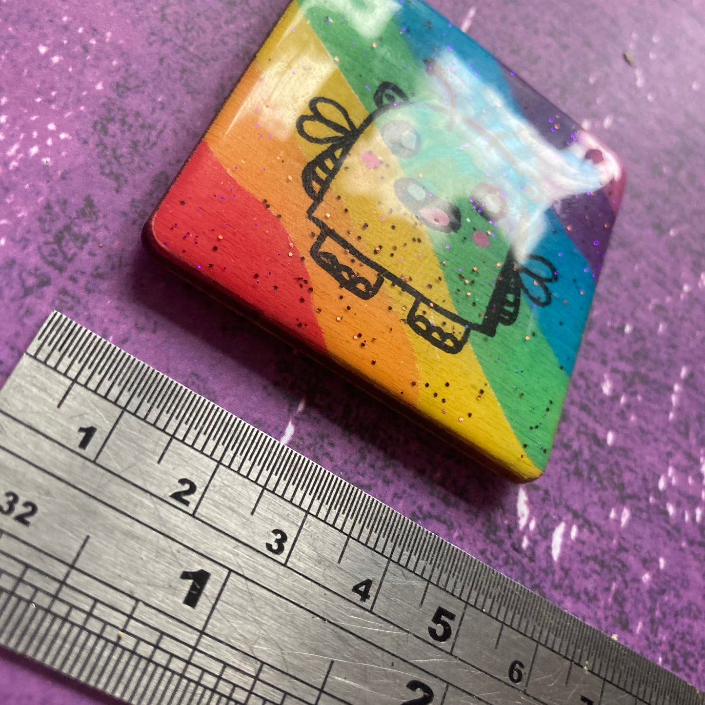 Rainbow Handpainted Wood Magnet