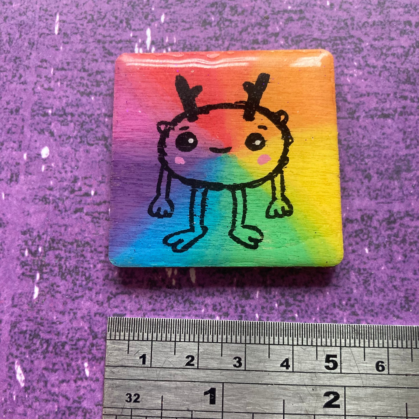 Rainbow Handpainted Wood Magnet