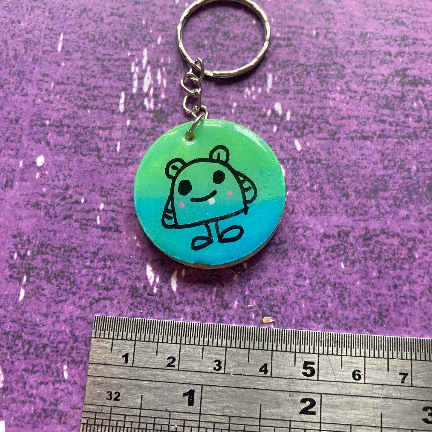 Double-Sided Handpainted Wood Keyring