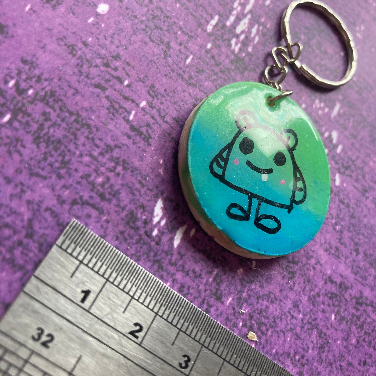 Double-Sided Handpainted Wood Keyring