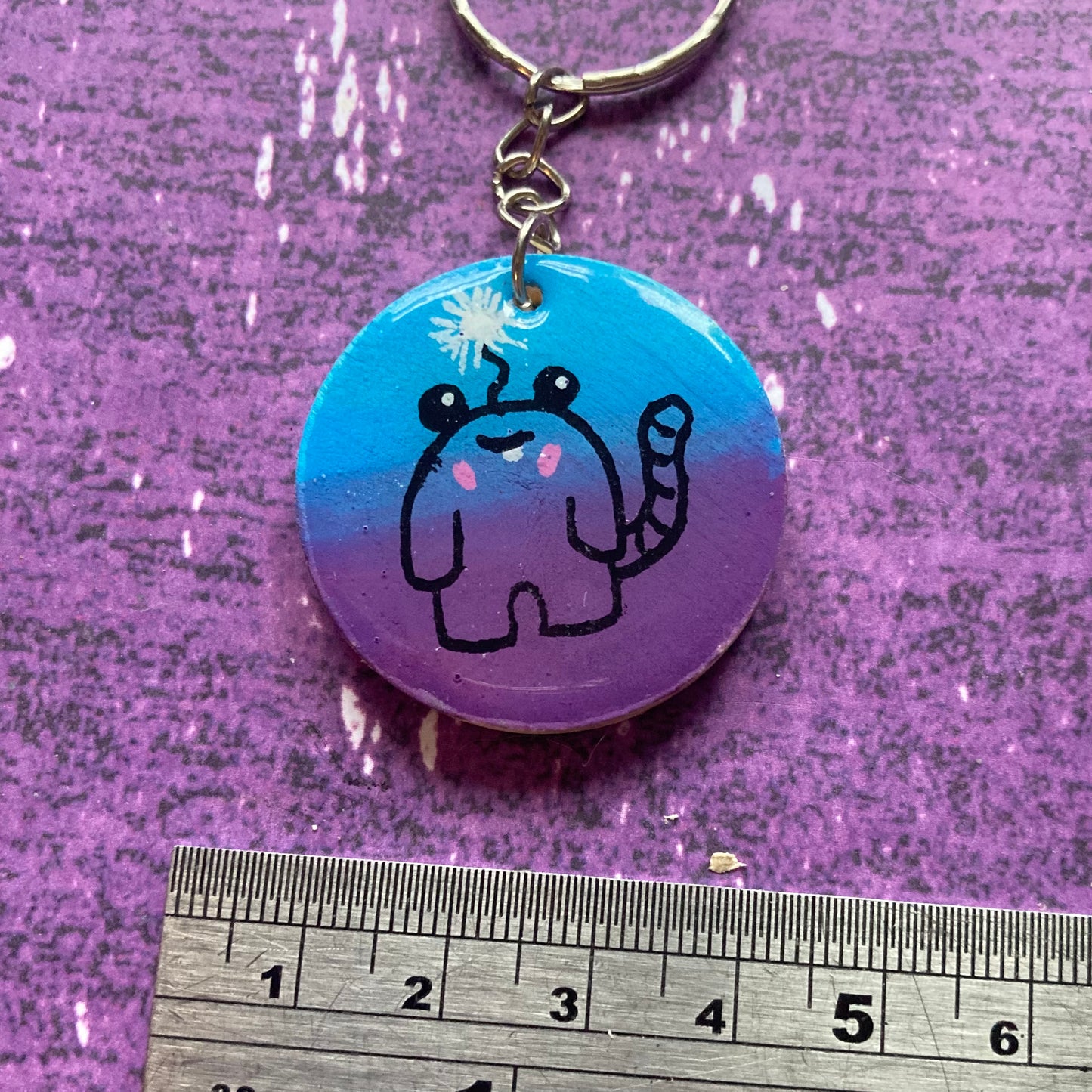 Double-Sided Handpainted Wood Keyring