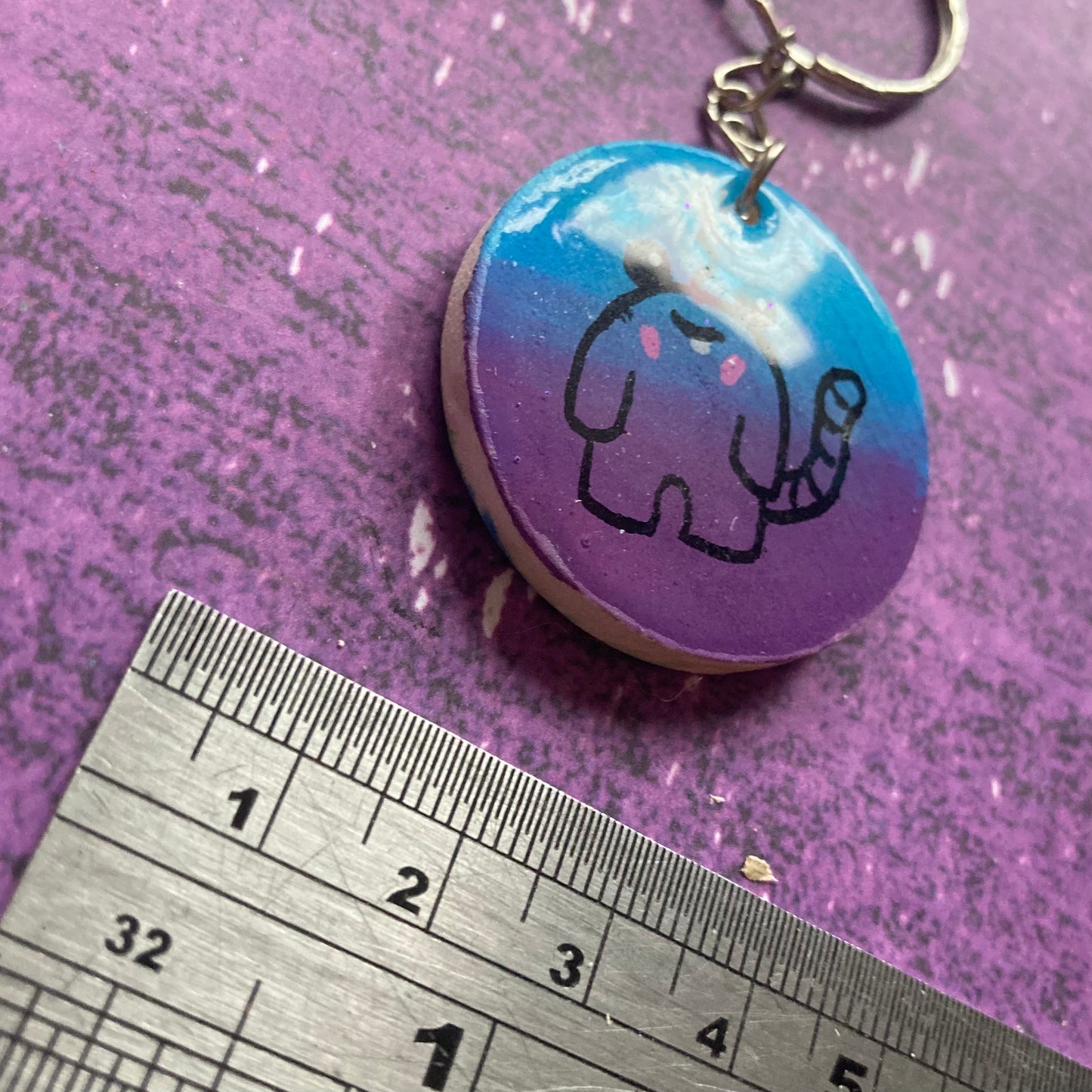 Double-Sided Handpainted Wood Keyring