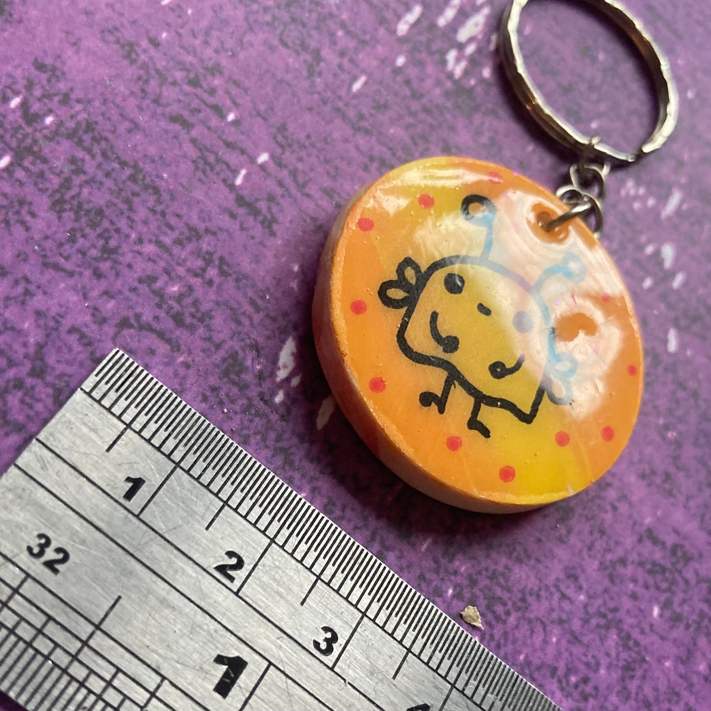 Double-Sided Handpainted Wood Keyring