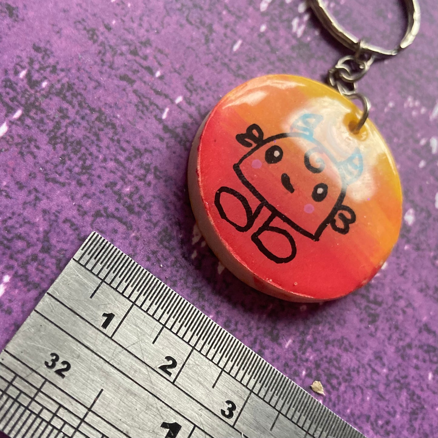 Double-Sided Handpainted Wood Keyring