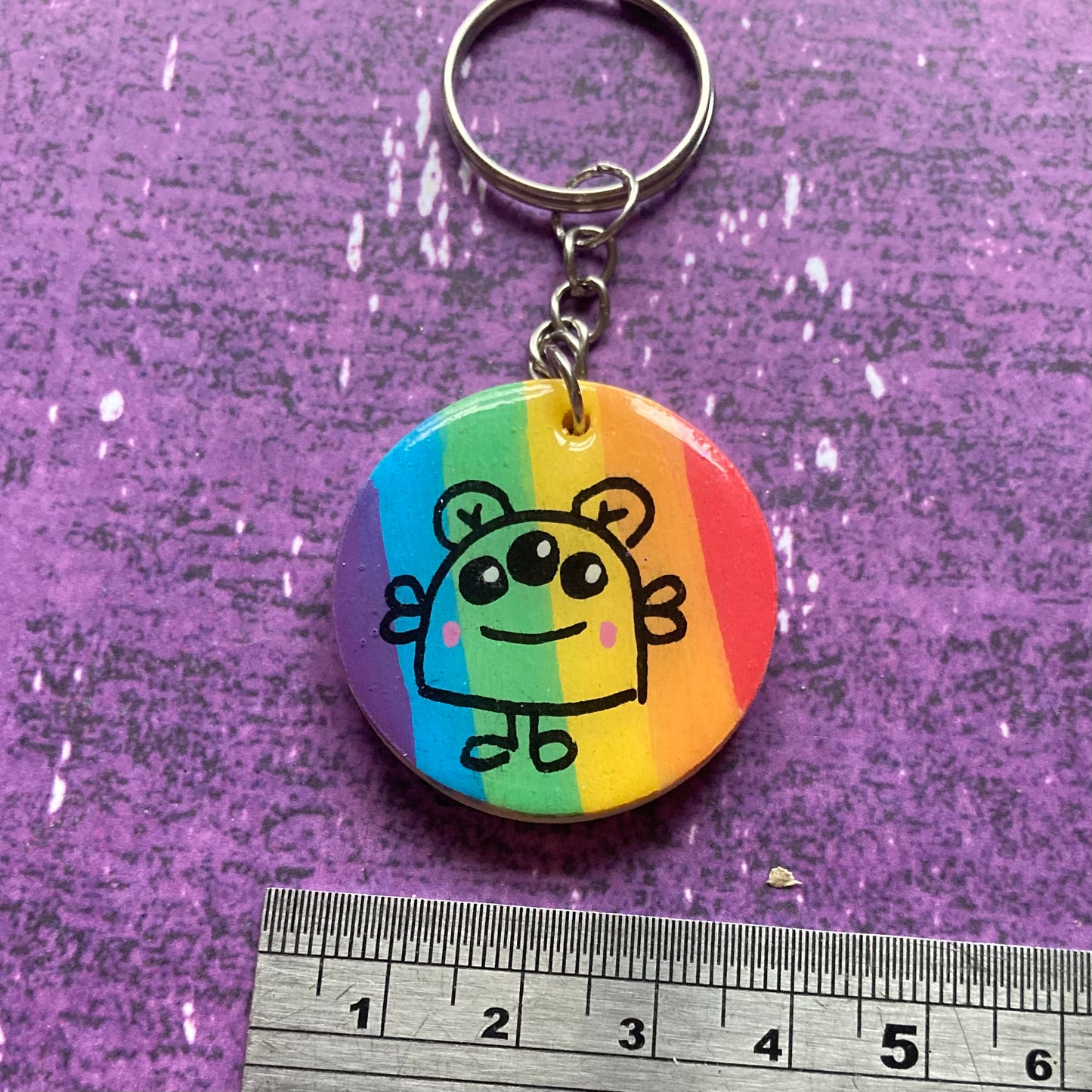 Double-Sided Handpainted Wood Keyring