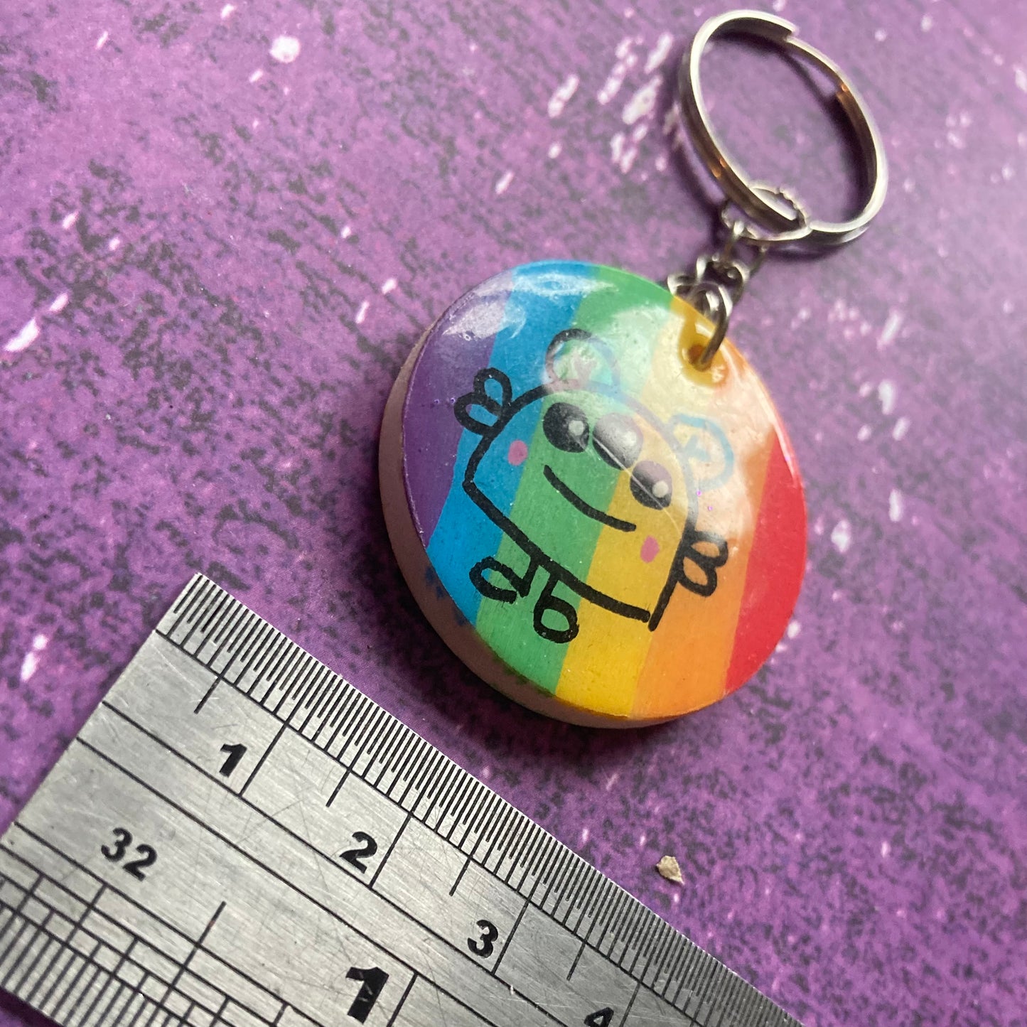 Double-Sided Handpainted Wood Keyring