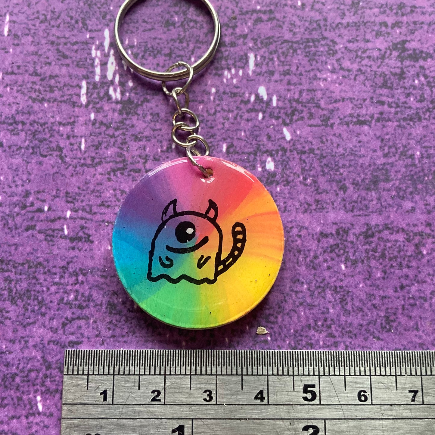 Double-Sided Handpainted Wood Keyring