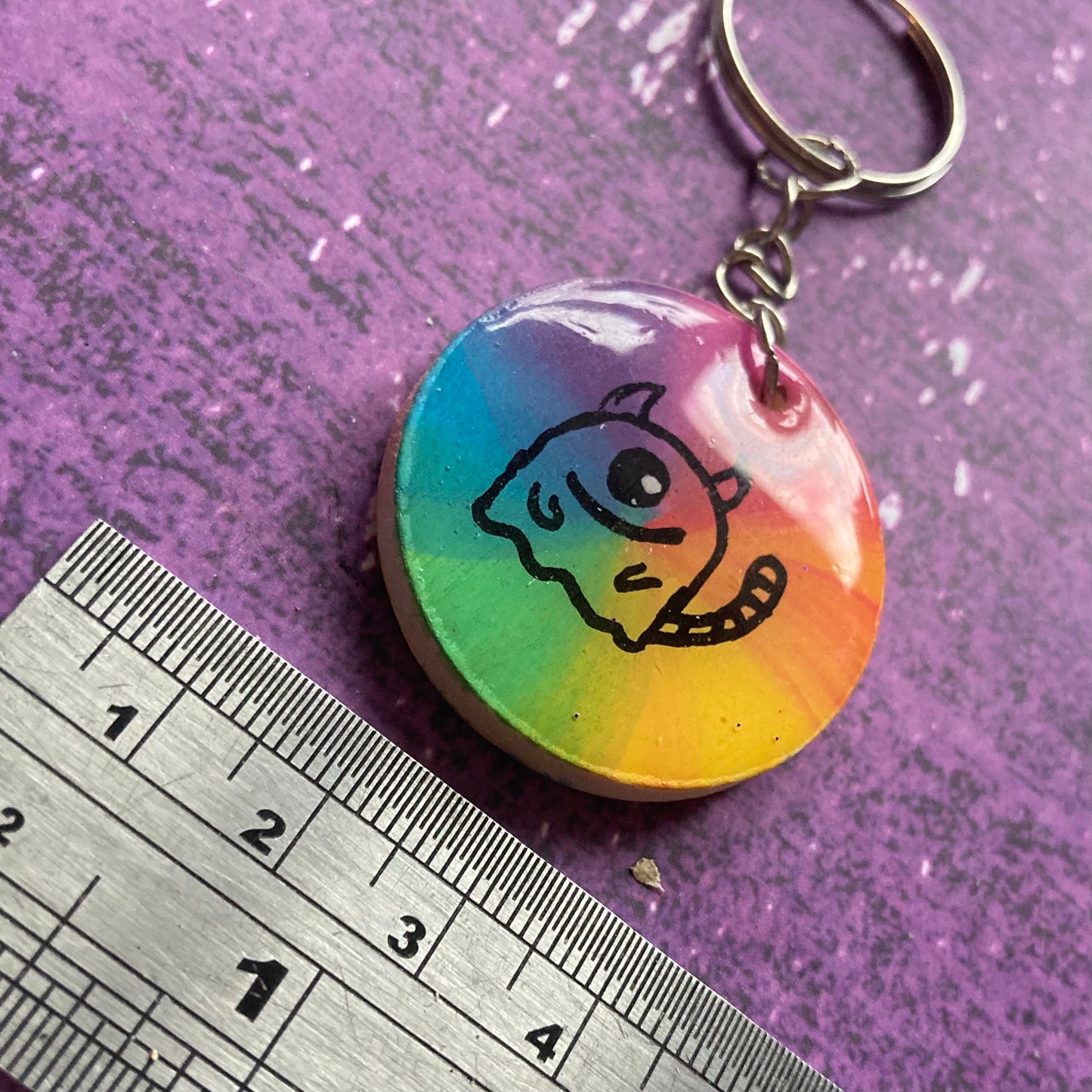 Double-Sided Handpainted Wood Keyring