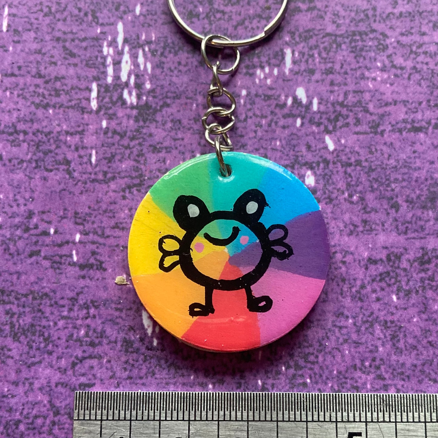 Double-Sided Handpainted Wood Keyring