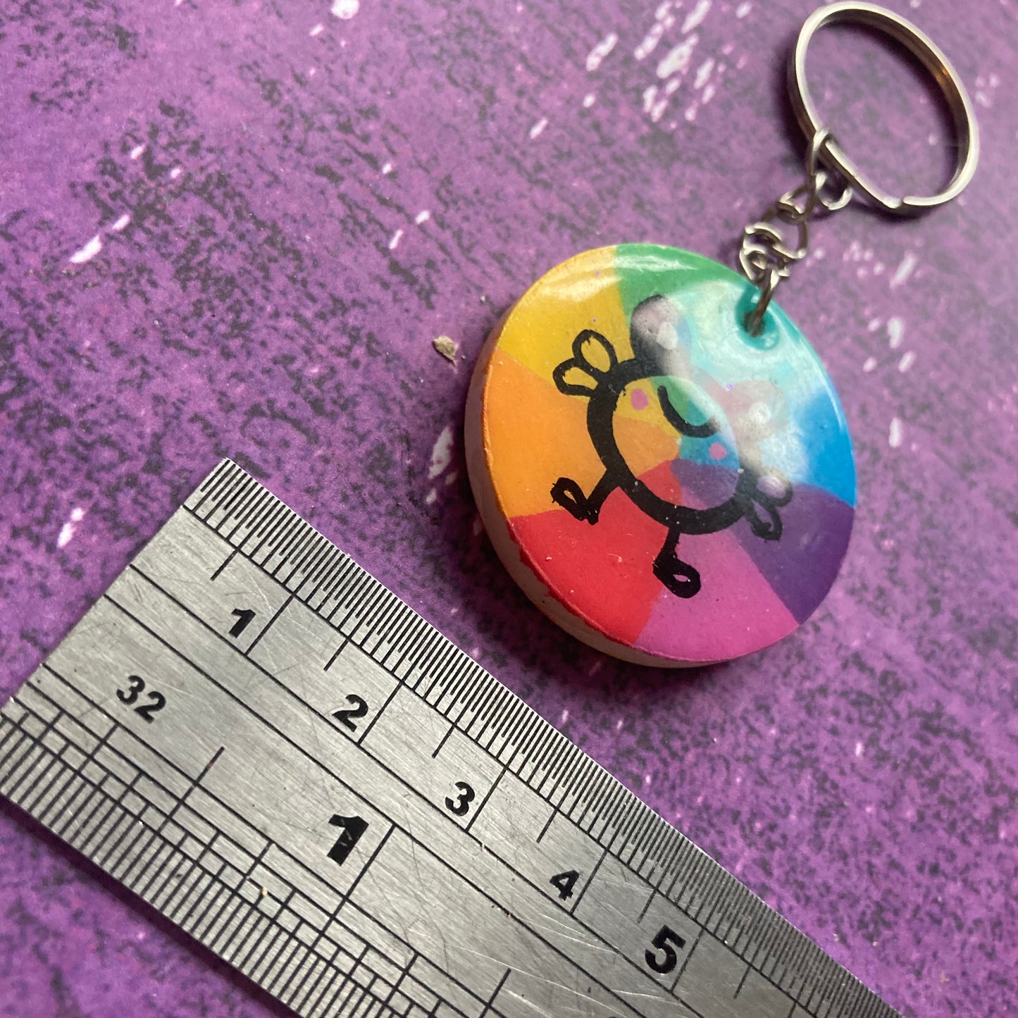 Double-Sided Handpainted Wood Keyring