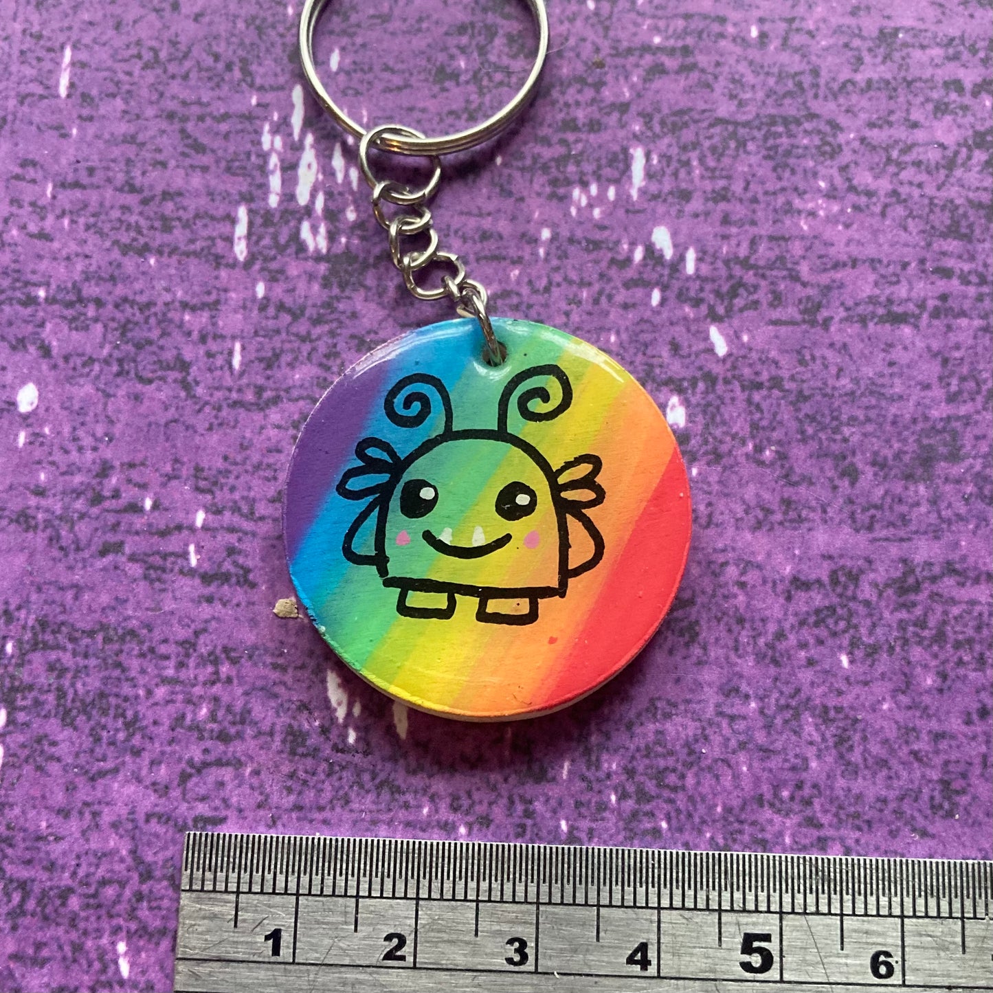 Double-Sided Handpainted Wood Keyring