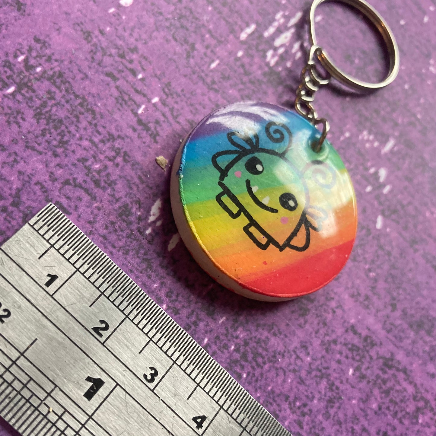 Double-Sided Handpainted Wood Keyring