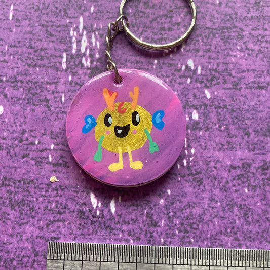 Handpainted Wood Keyring