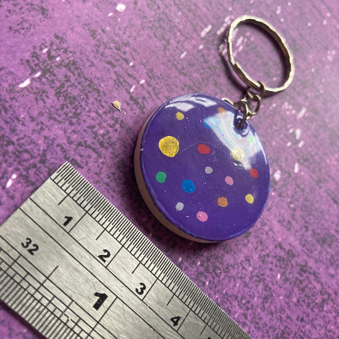 Handpainted Wood Keyring