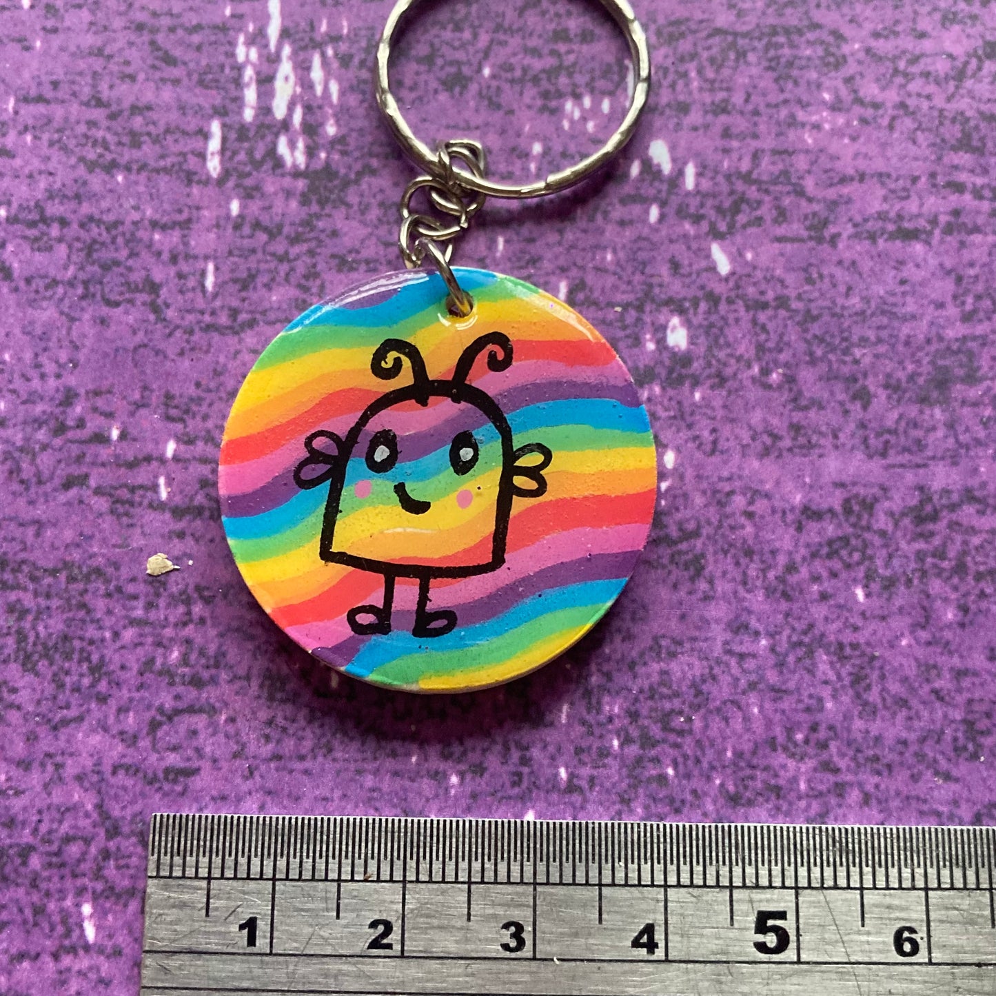 Double-Sided Handpainted Wood Keyring