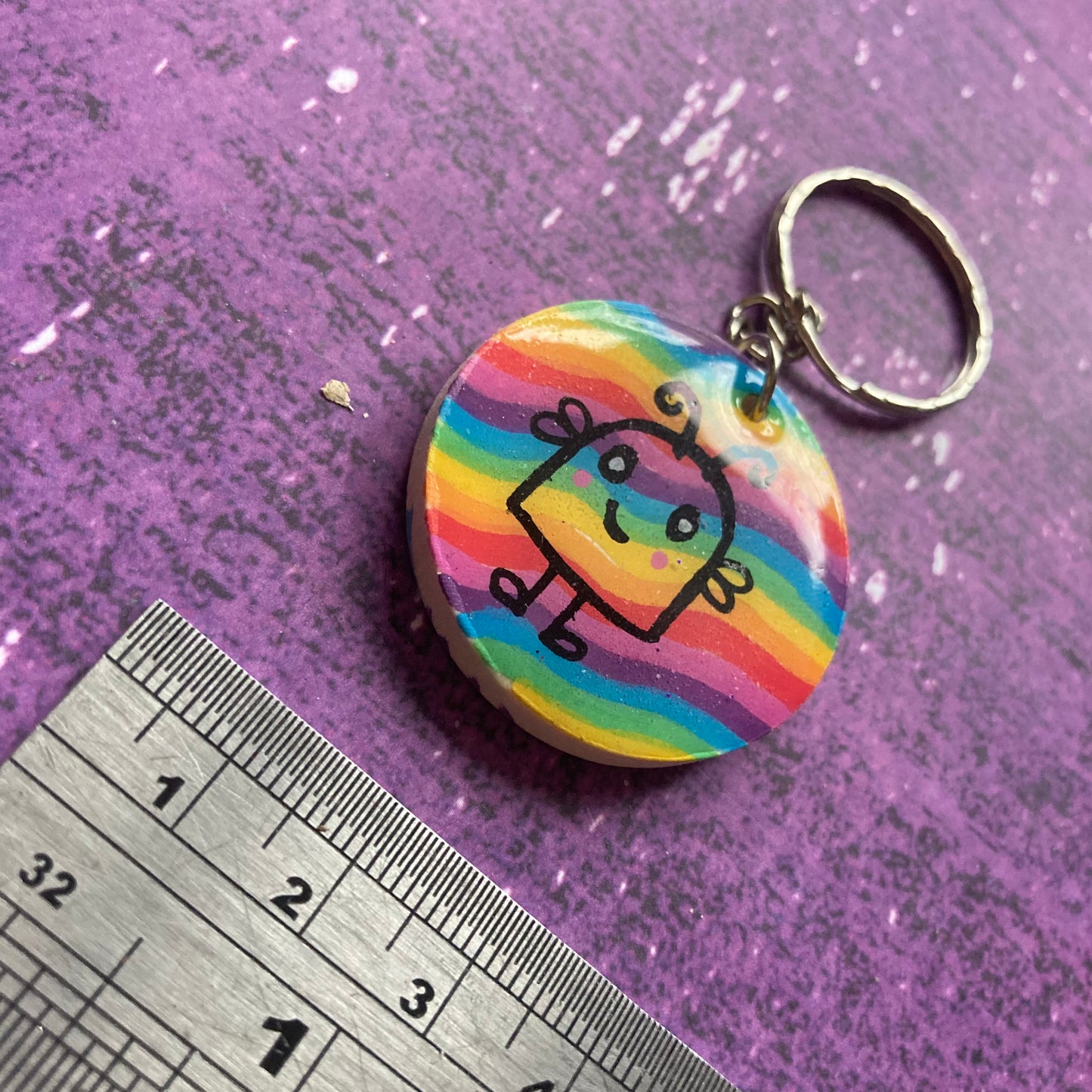 Double-Sided Handpainted Wood Keyring