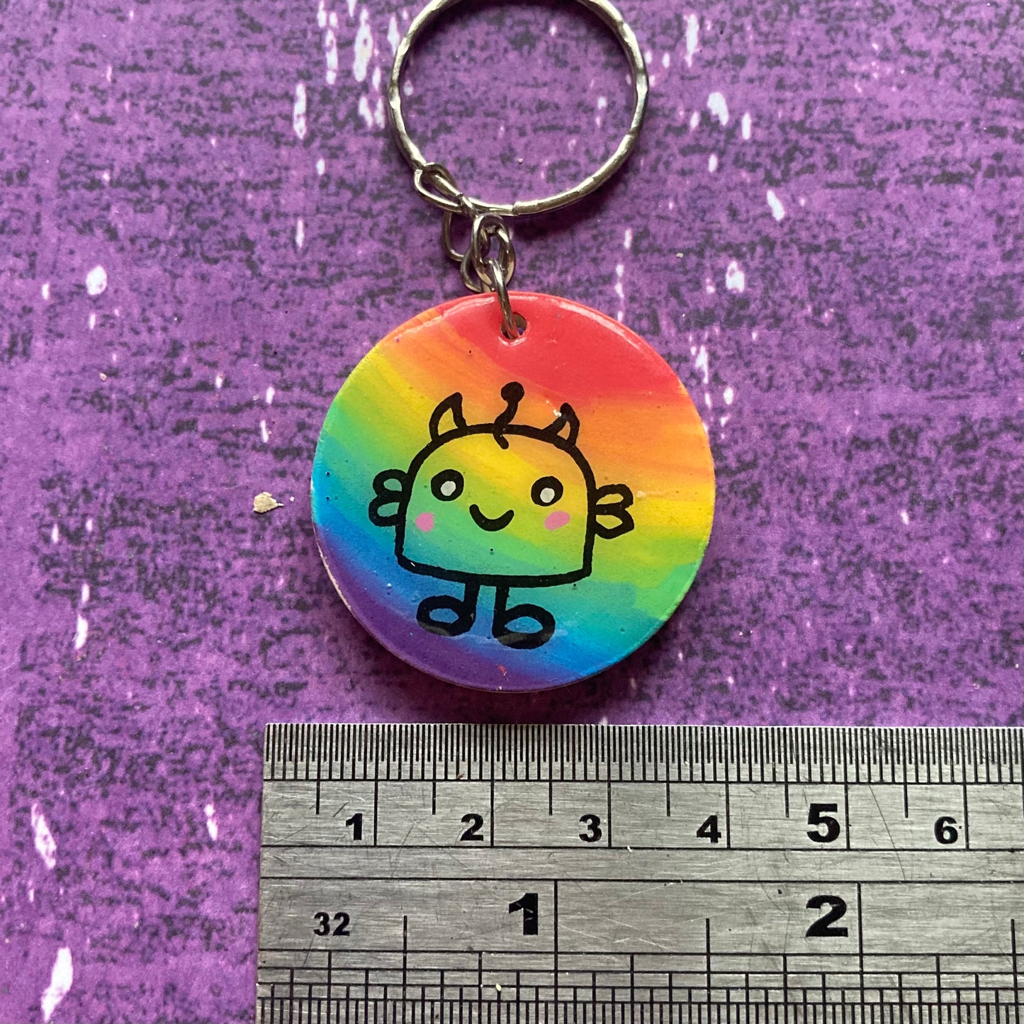 Double-Sided Handpainted Wood Keyring