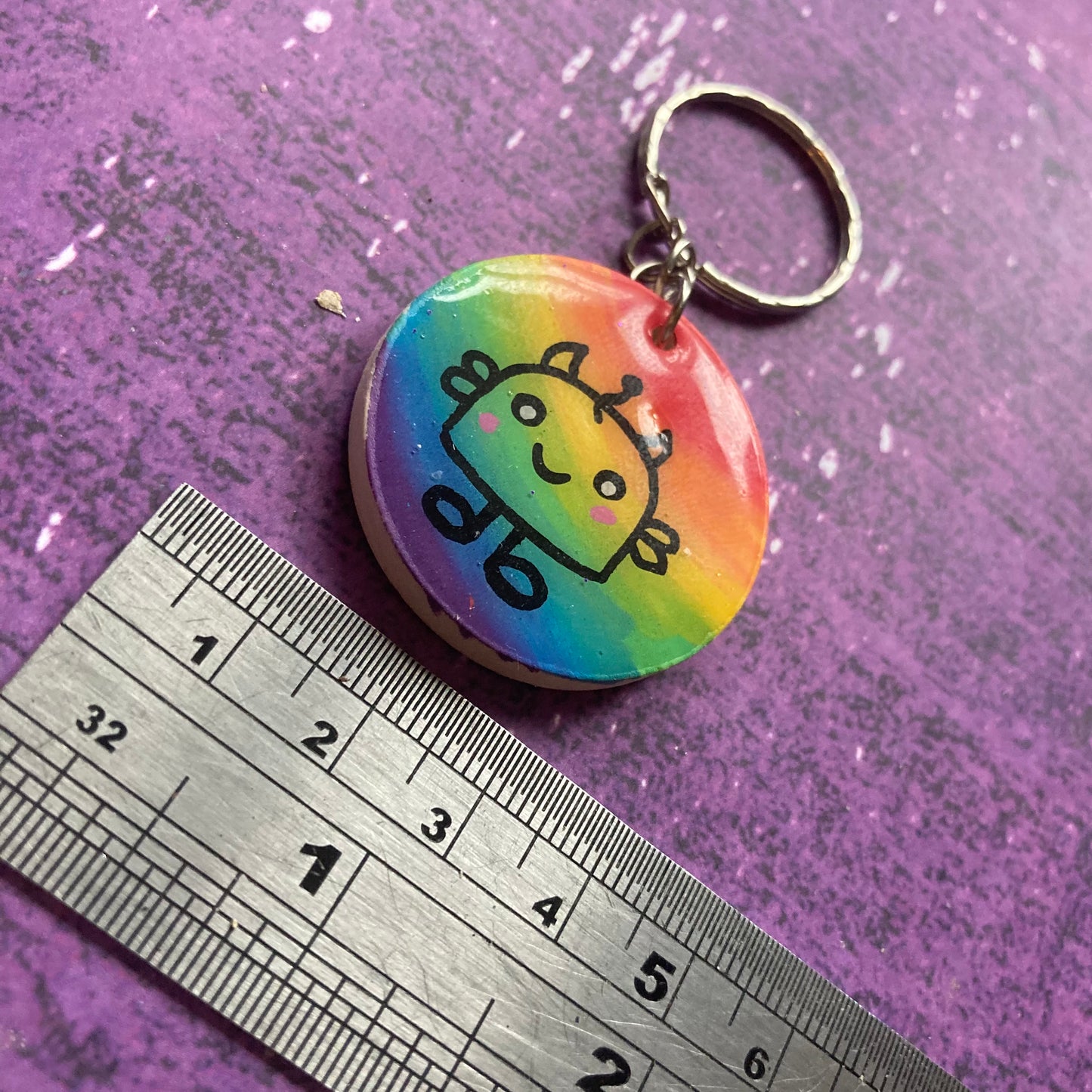 Double-Sided Handpainted Wood Keyring