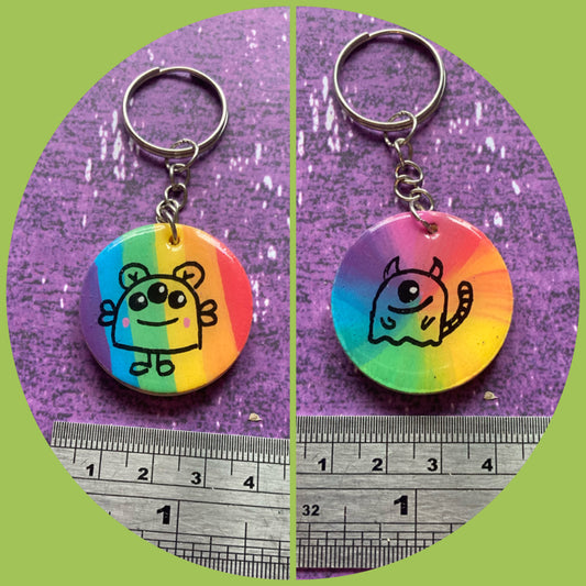 Double-Sided Handpainted Wood Keyring