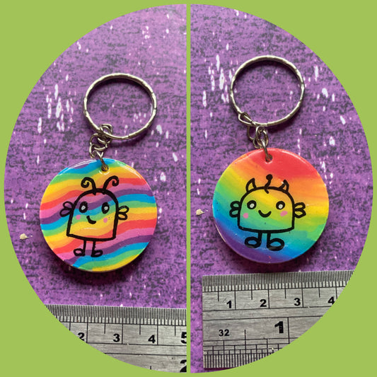 Double-Sided Handpainted Wood Keyring