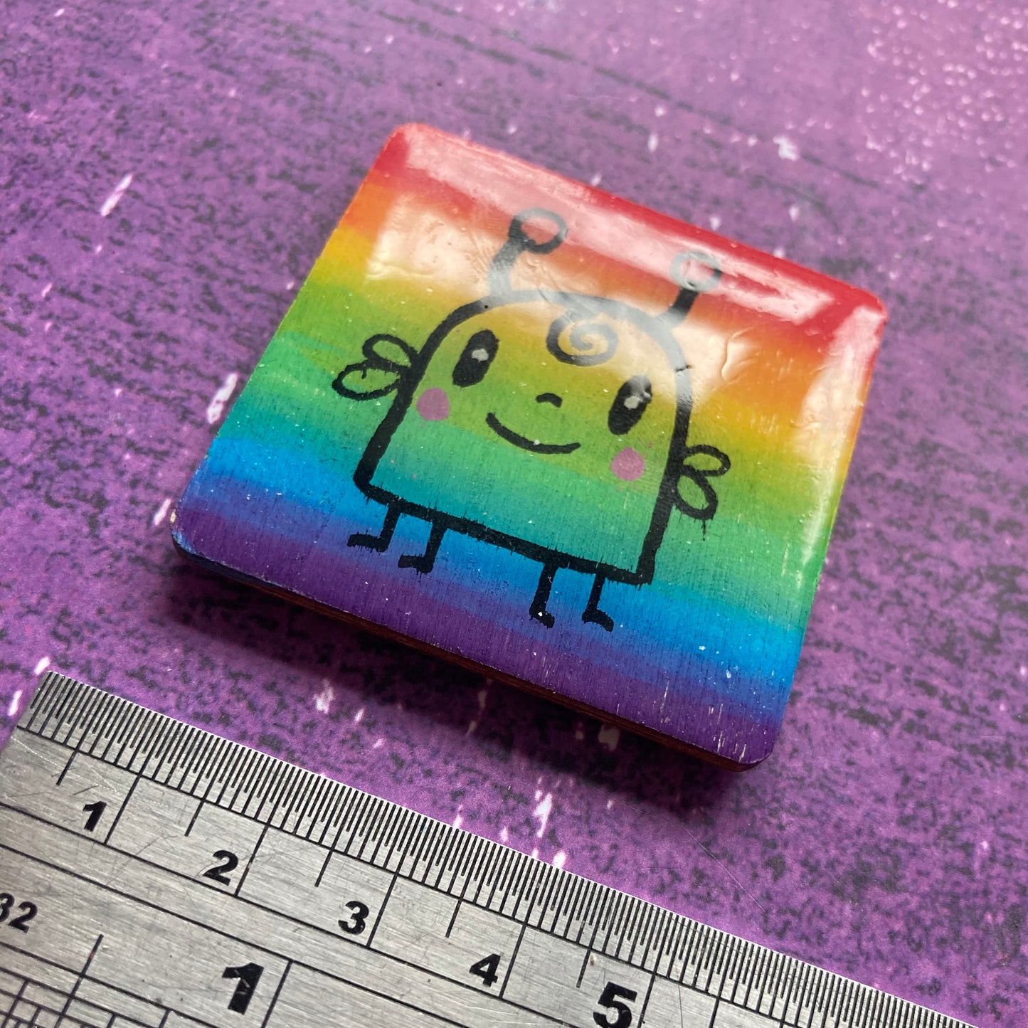 Rainbow Handpainted Wood Magnet