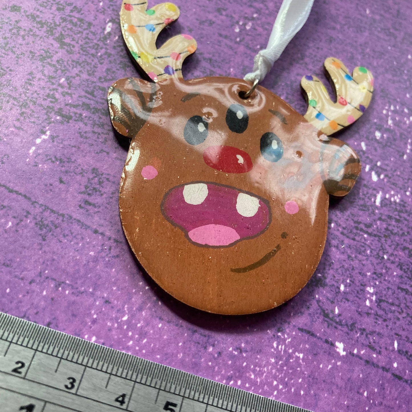 Reindeer Monster Handpainted Wood Decoration