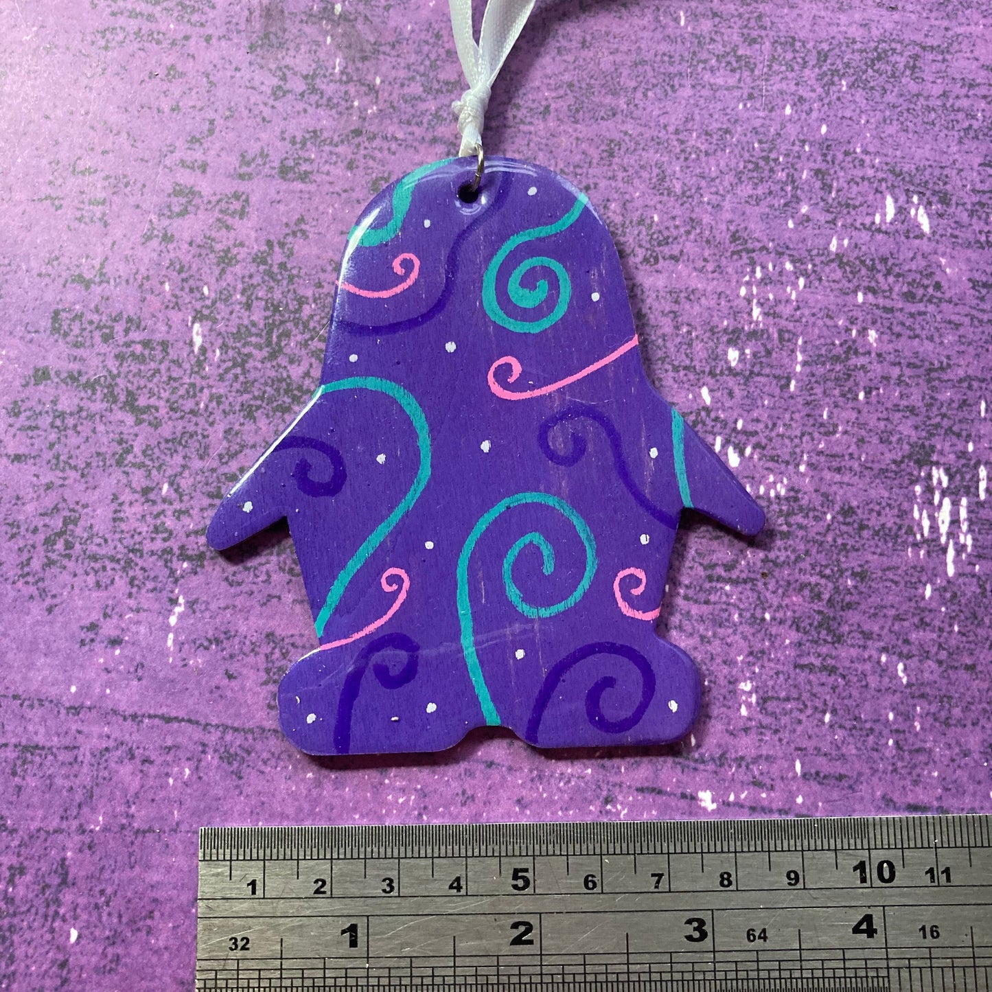 Penguin Monster Handpainted Wood Decoration