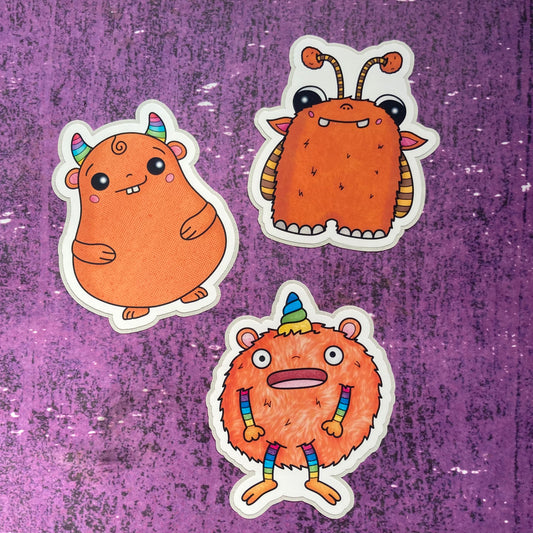 Monsters By Rainbow Stickers 2 - Orange