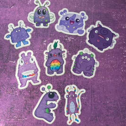 Monsters By Rainbow Stickers 6 - Purple