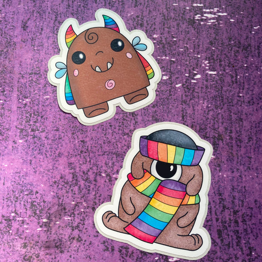Monsters By Rainbow Stickers 8 - Brown