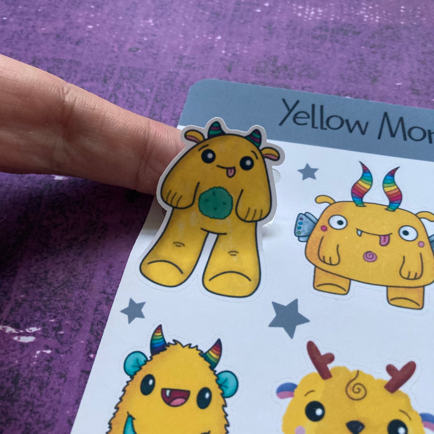 Monsters Sticker Sheet - Yellow