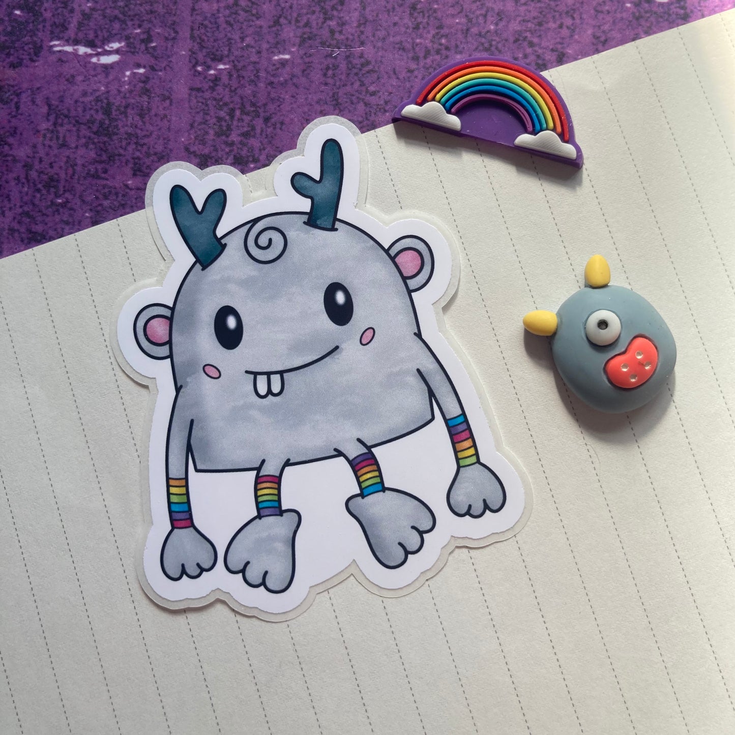 Monsters By Rainbow Stickers 9 - Grey