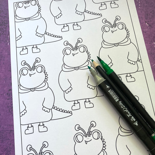 Monster Mr Frog Colouring Page