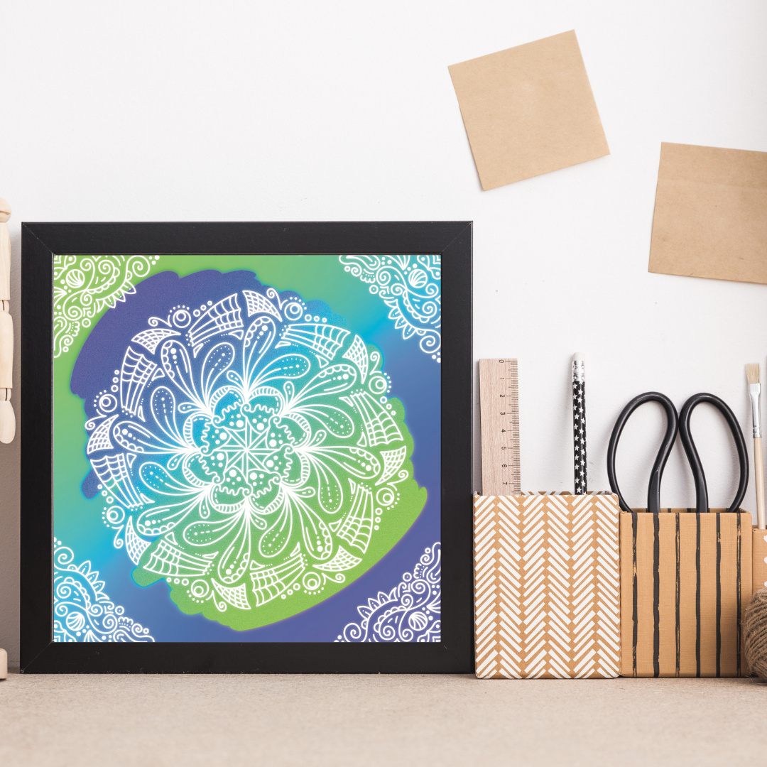 Abstract Lace Mandala Ombré Print