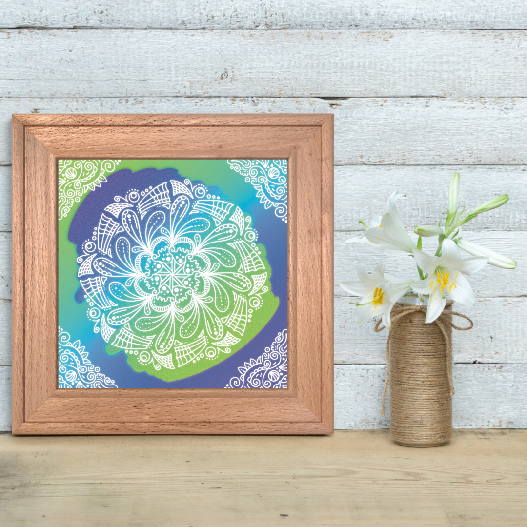 Abstract Lace Mandala Ombré Print