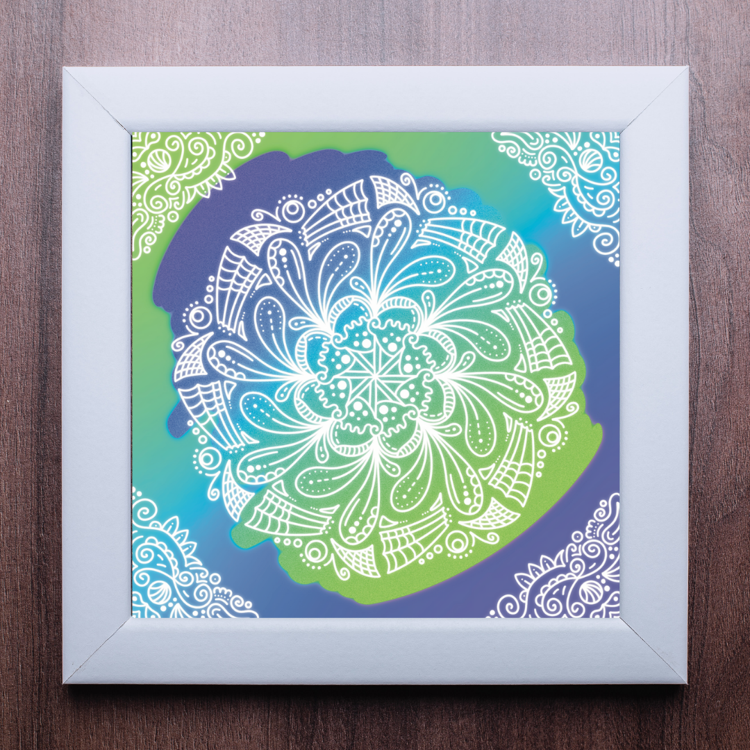 Abstract Lace Mandala Ombré Print