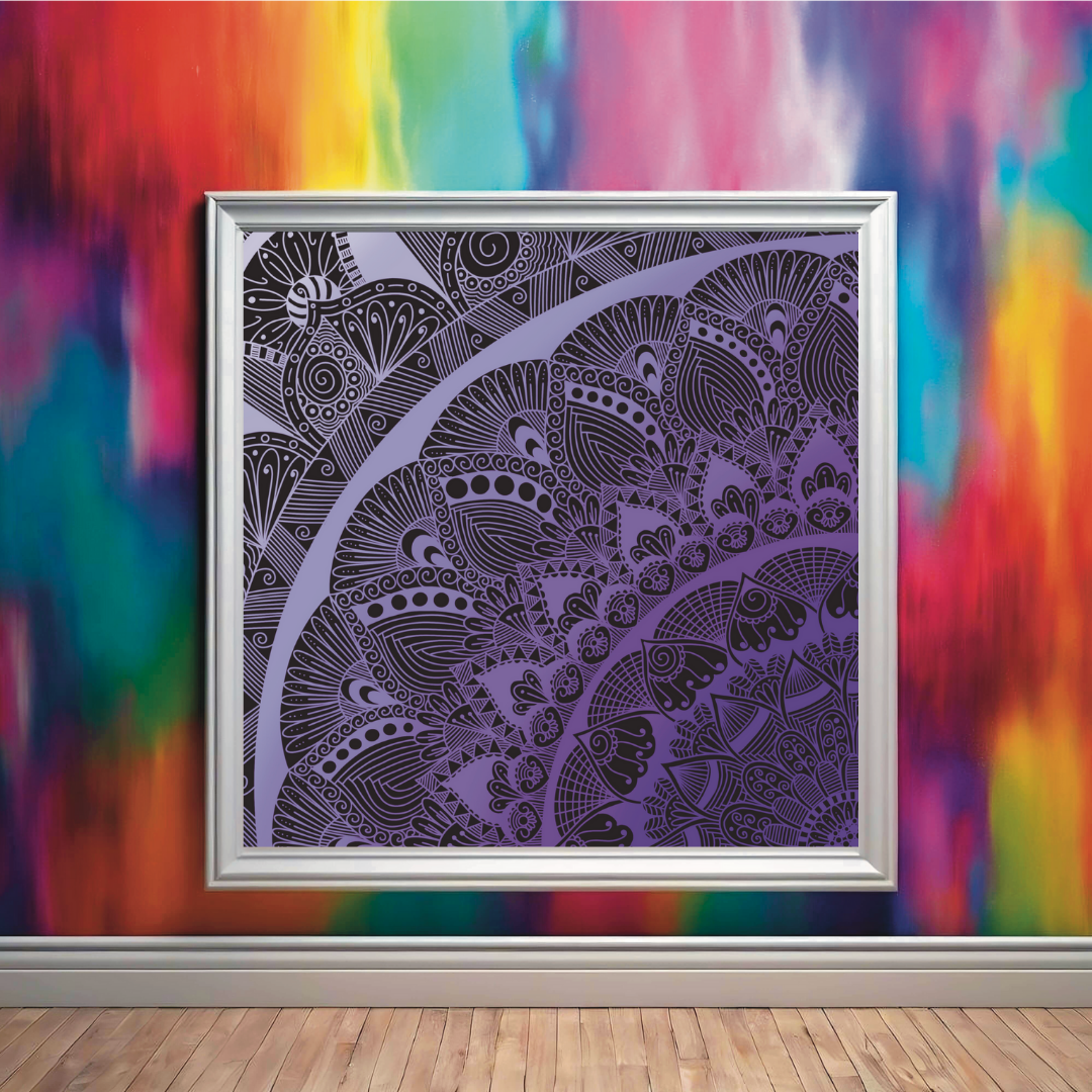 Abstract Purple Lace Mandala Print