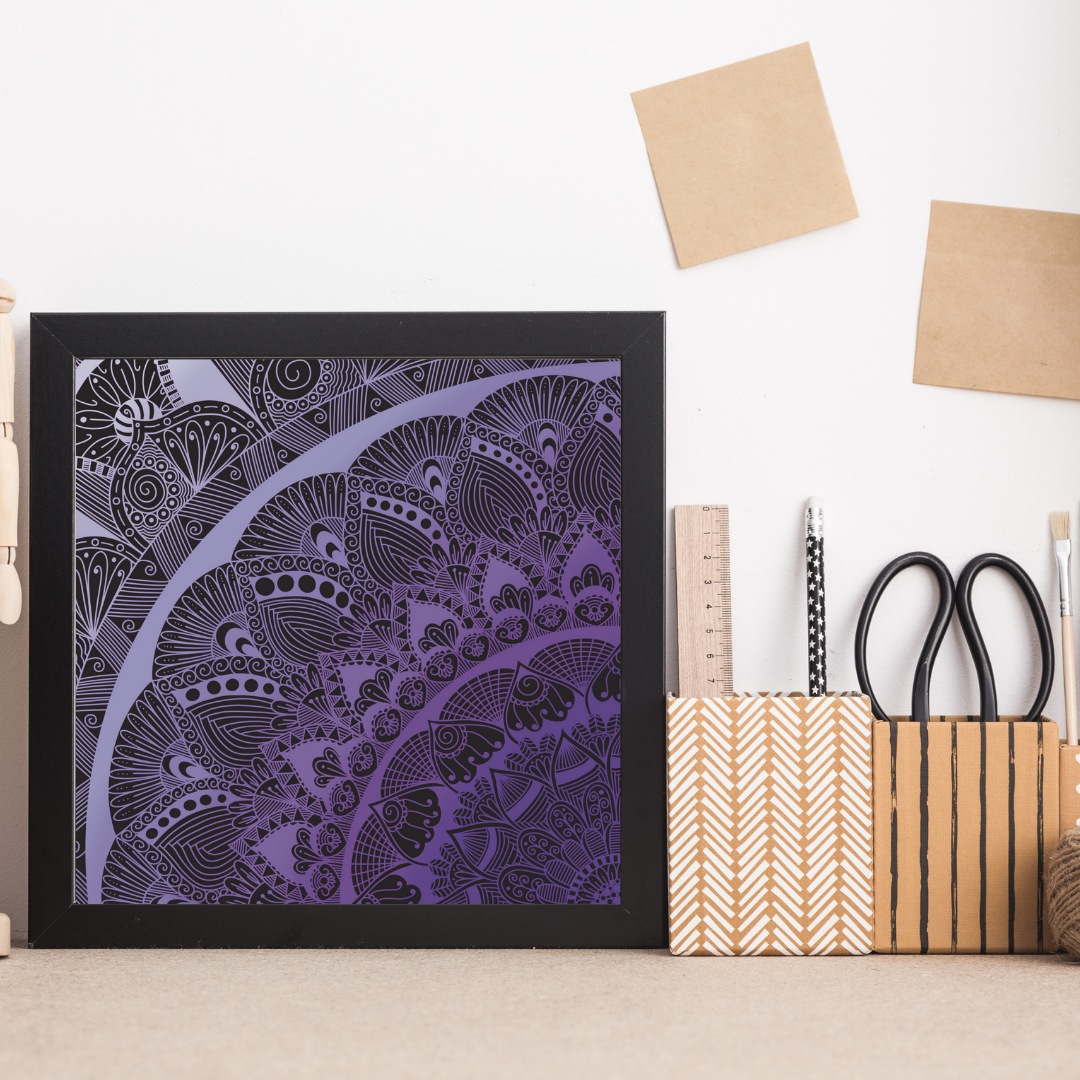 Abstract Purple Lace Mandala Print