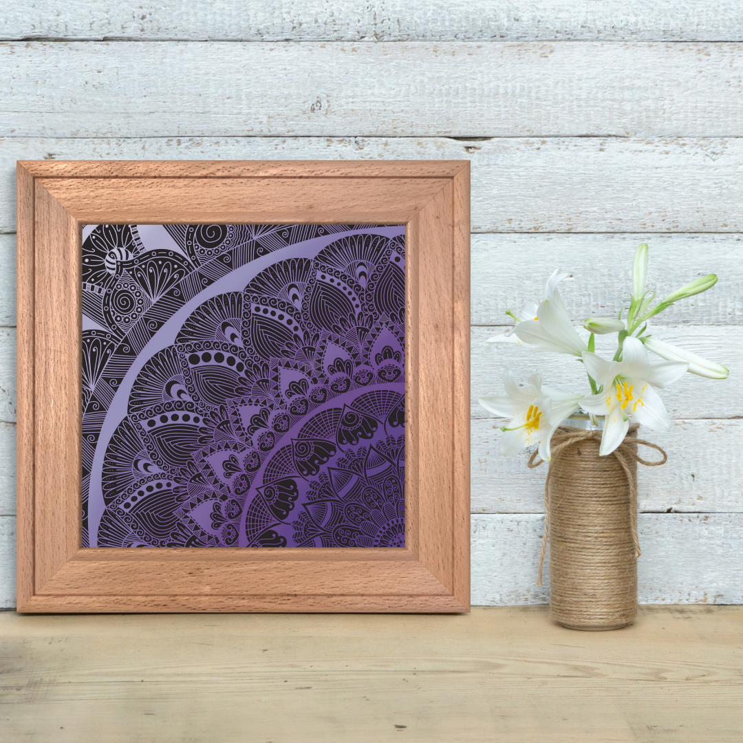 Abstract Purple Lace Mandala Print