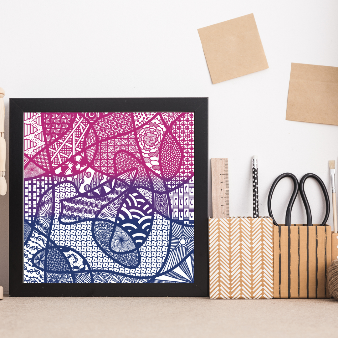 Abstract Zentangle Ombré Print