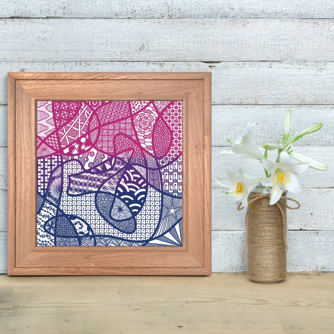 Abstract Zentangle Ombré Print