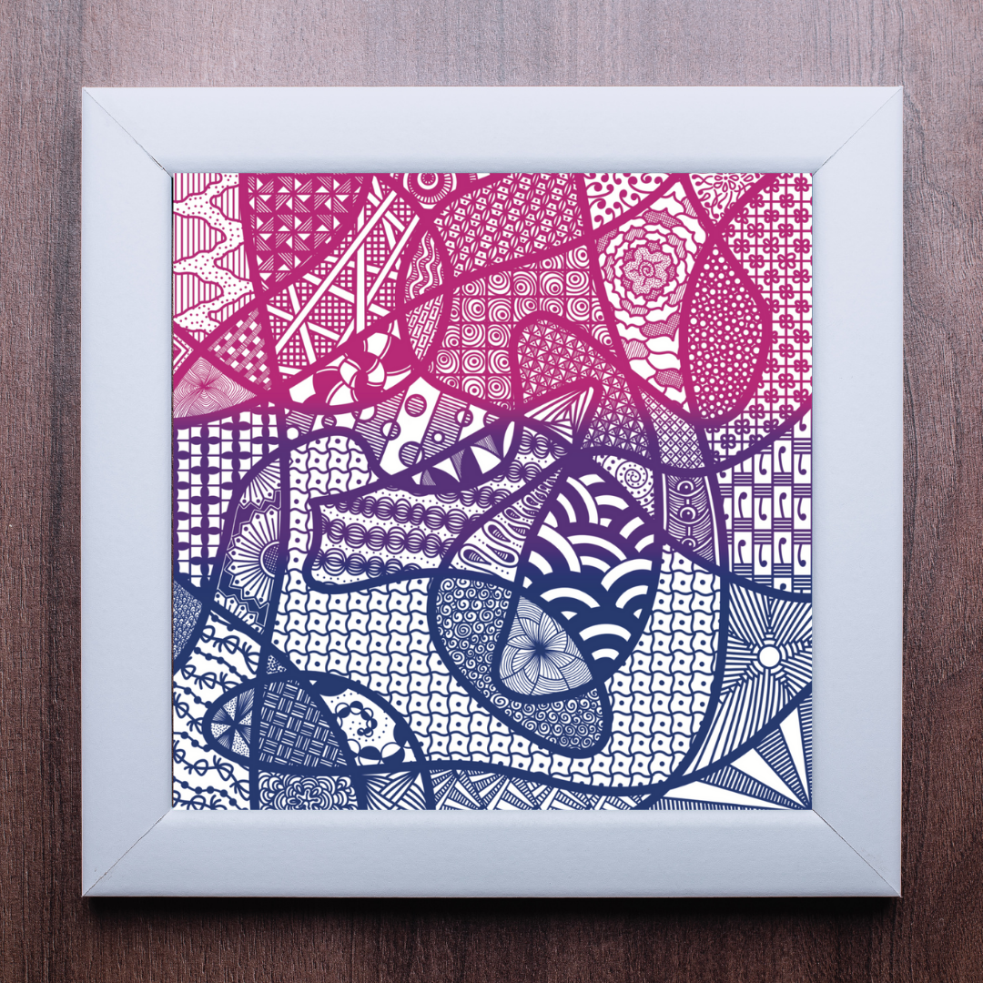 Abstract Zentangle Ombré Print