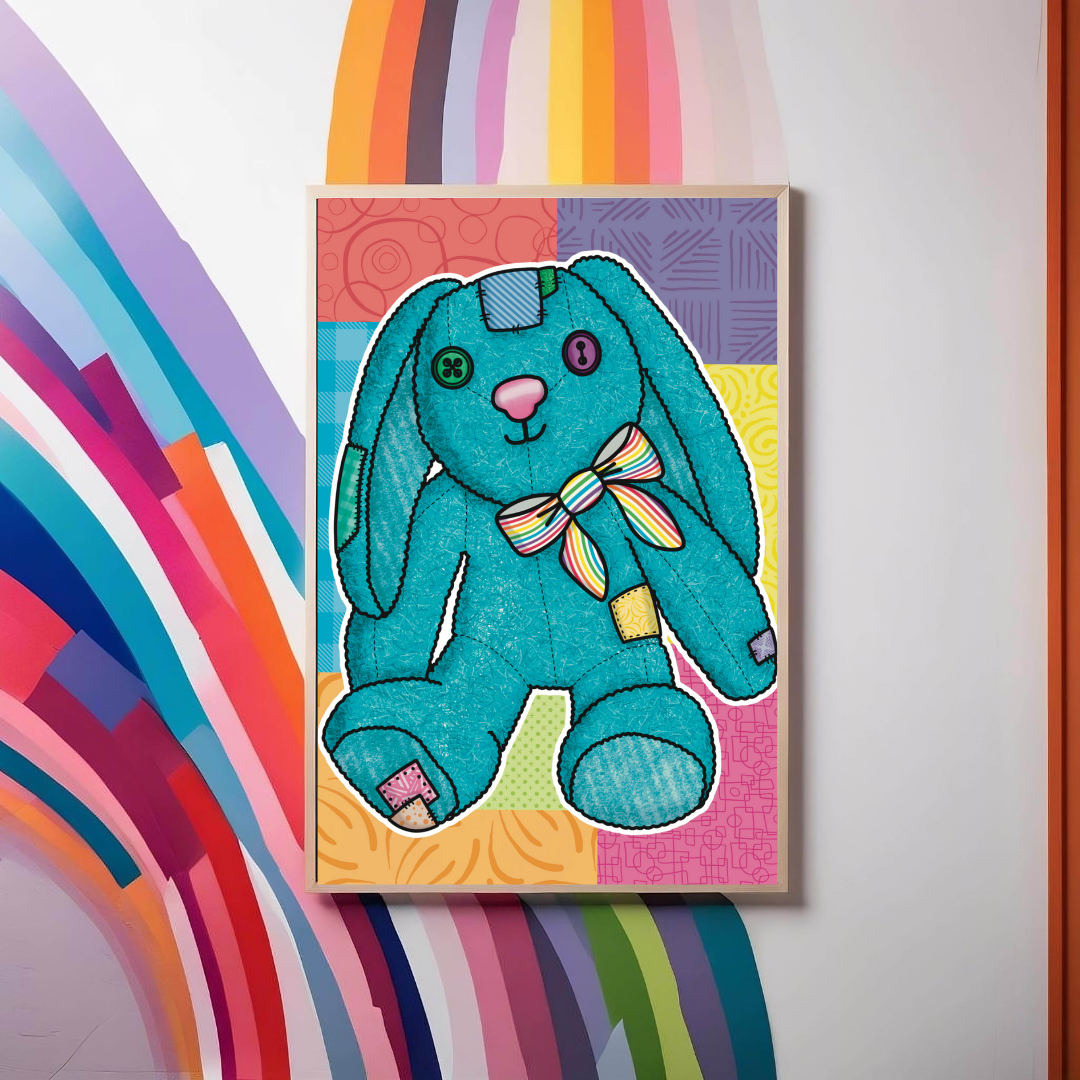 Patchwork Plushie Bunny Print