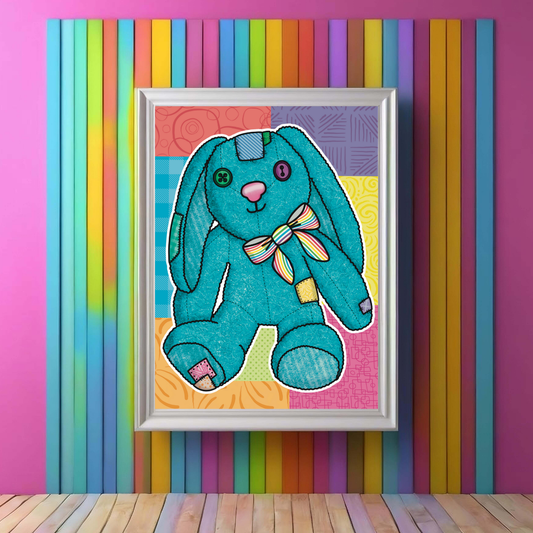 Patchwork Plushie Bunny Print