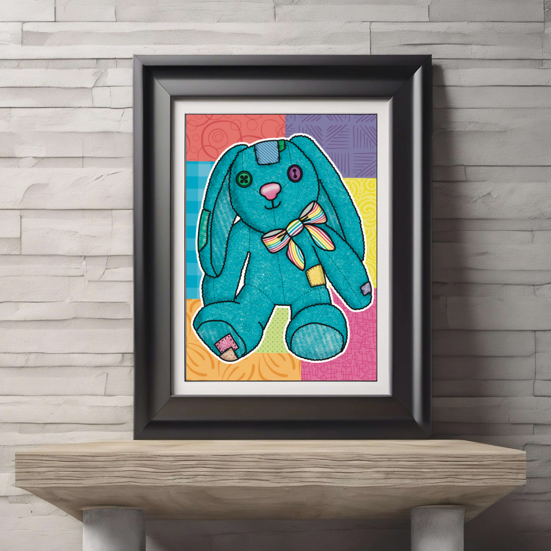 Patchwork Plushie Bunny Print