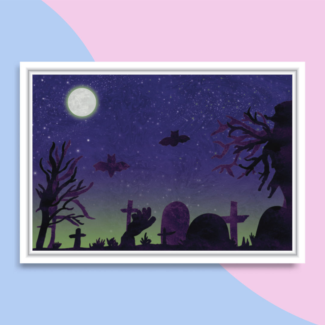 Halloween Graveyard Print