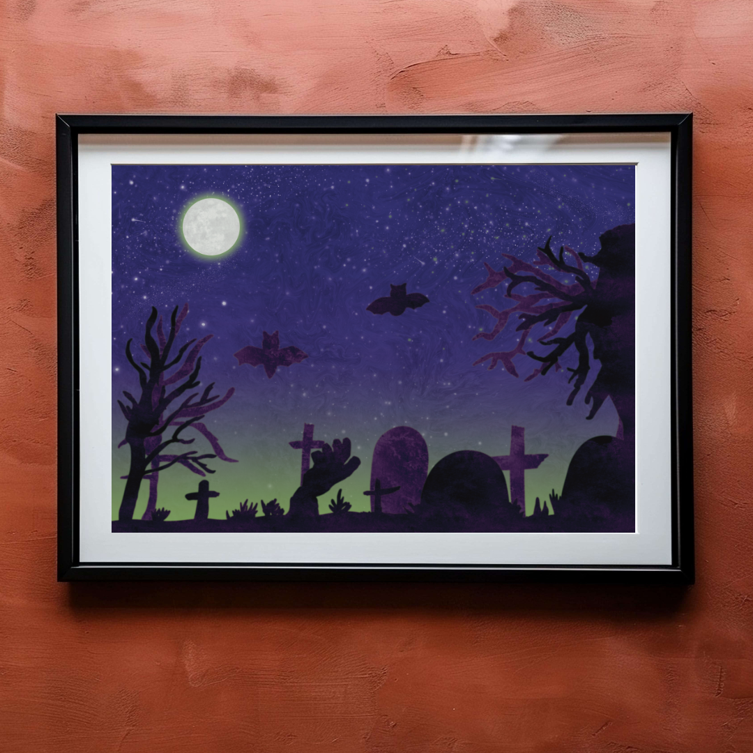 Halloween Graveyard Print