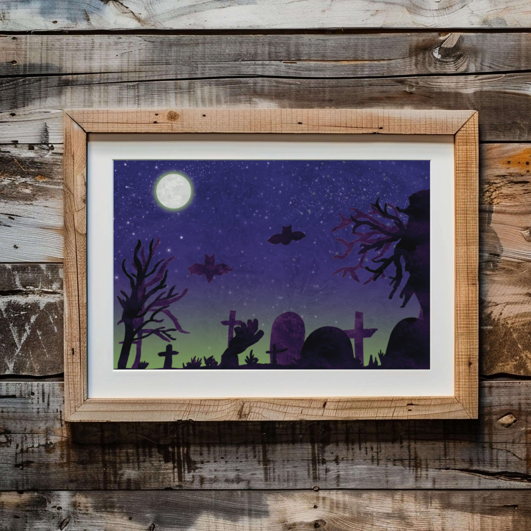 Halloween Graveyard Print