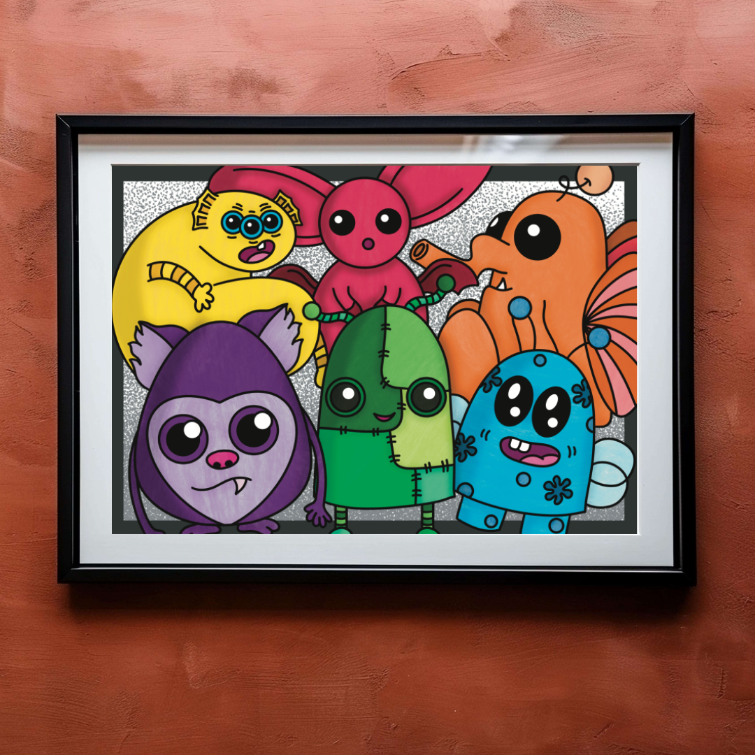 Colourful Monster Collection Print